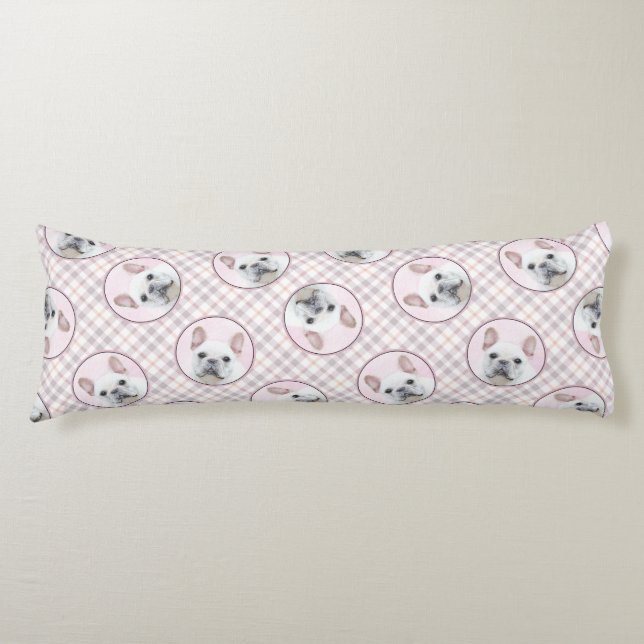 Fransk Bulldog Painting White Cream Pet Hund Art Kroppskudde (Framsidan)