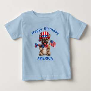 Fransk Bulldog Pannkaka (2n) Patriotisk Barn T-Shi T Shirt