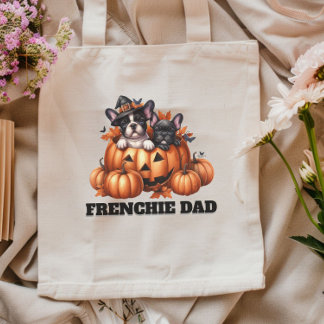 Fransk Bulldog Papa Halloween Pumpa Tygkasse