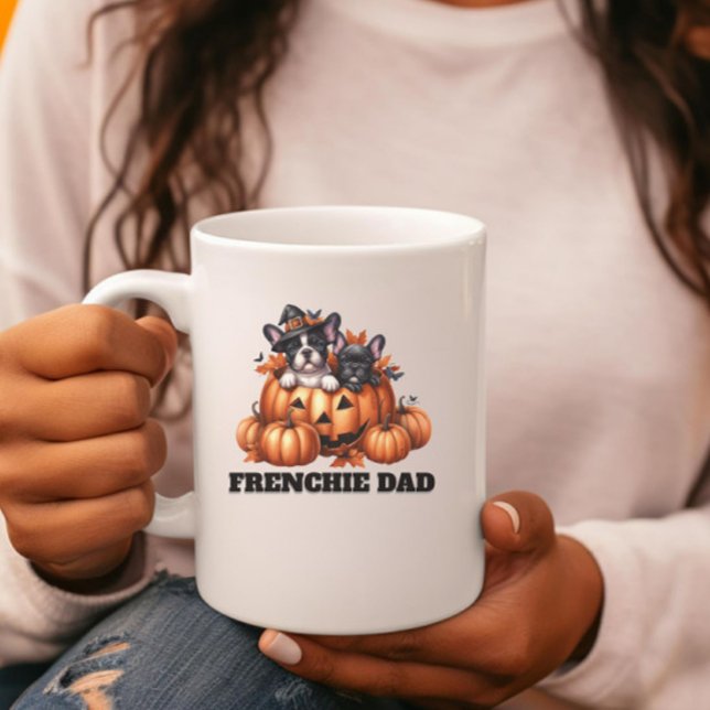 Fransk Bulldog Papa Halloween-pumpar Kaffemugg (Skapare uppladdad)