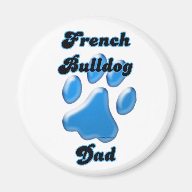 Fransk Bulldog Pappa Blue Pawprint - Magnet (Framsidan)
