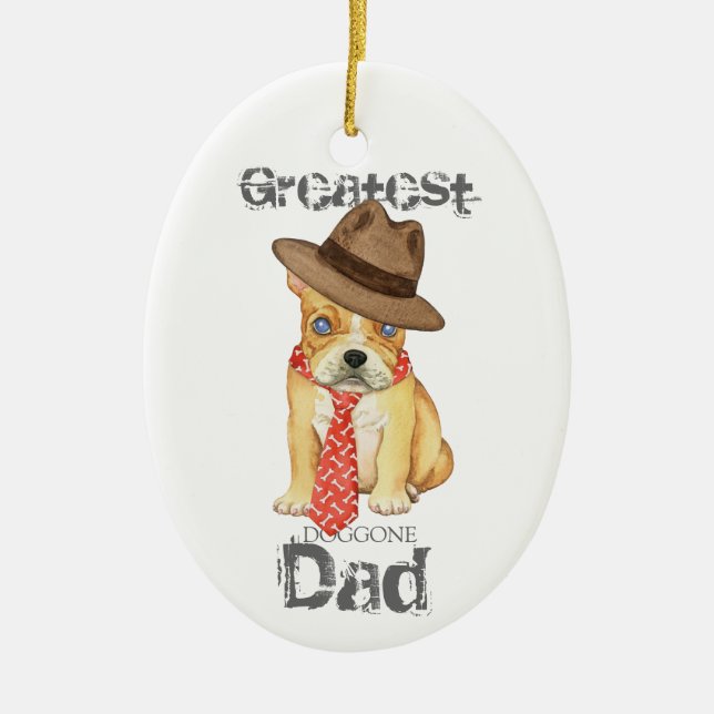Fransk Bulldog Pappa Ceramic Ornament (Framsidan)