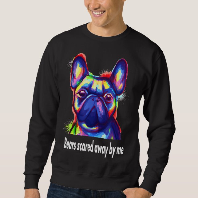 Fransk Bulldog Pappa Colorful Hundar Lång Ärmad Tröja (Framsida)