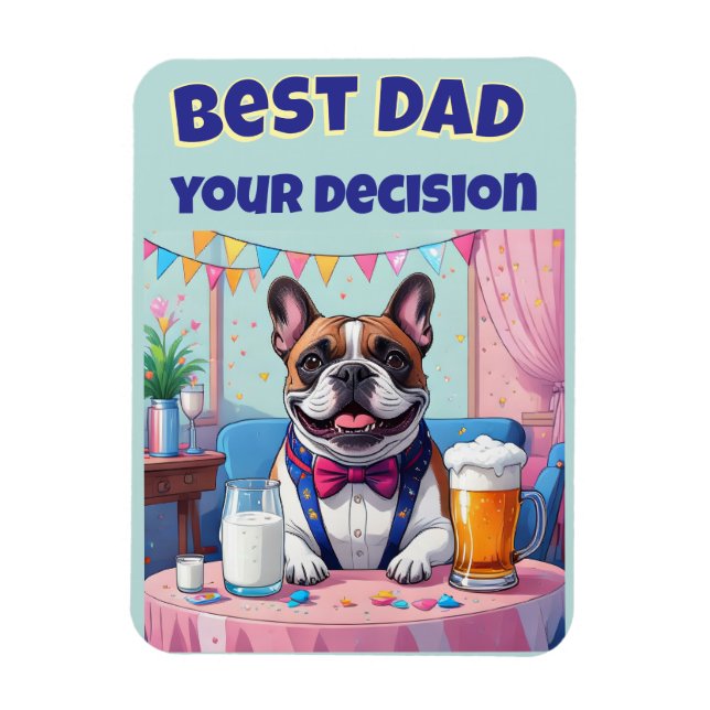 Fransk Bulldog Pappa Fars Dag Magnet (Vertikal)