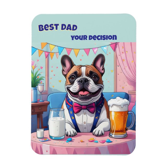 Fransk Bulldog Pappa Fars Dag Magnet (Vertikal)