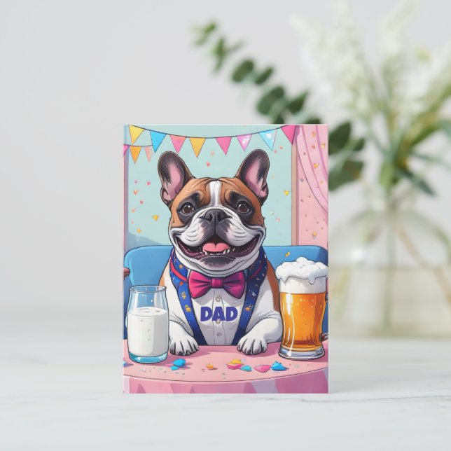Fransk Bulldog Pappa Fars Dag Vykort (Stående Fram)