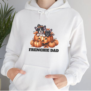Fransk Bulldog Pappa Halloween Pumpa Hoodie