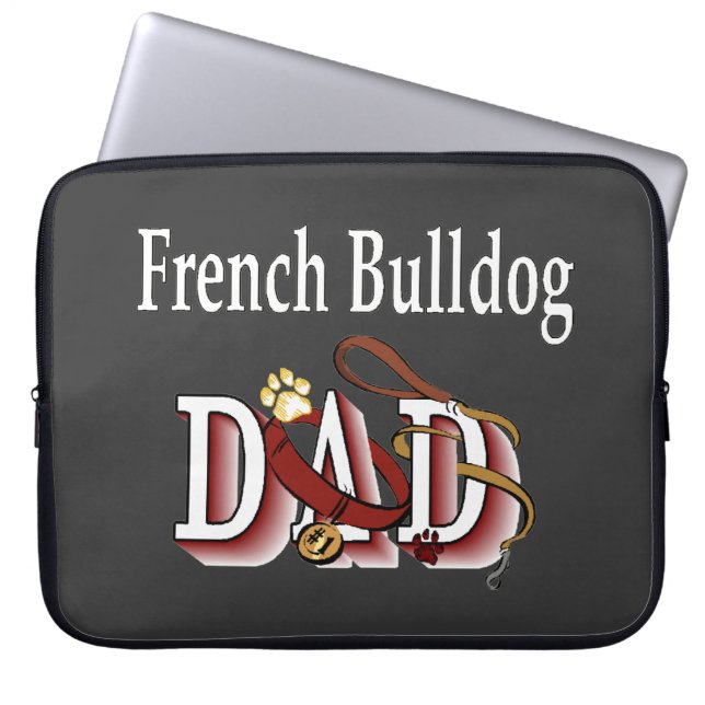 Fransk Bulldog Pappa Laptop Fodral (Framsidan)