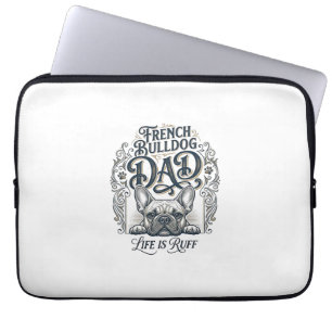 Fransk Bulldog Pappa Livet Är Jobbigt Vintage T-Sh Laptop Fodral