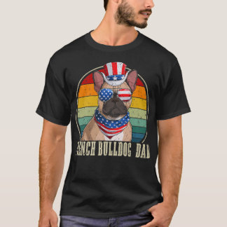 Fransk Bulldog Pappa Retro Sunglass 4:e juli FA T Shirt