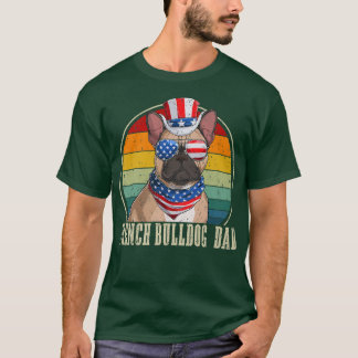 Fransk Bulldog Pappa Retro Sunglass 4:e juli FA T Shirt