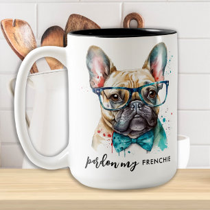 Fransk Bulldog Pardon My Frenchie Cute Hund älskar Två-Tonad Mugg