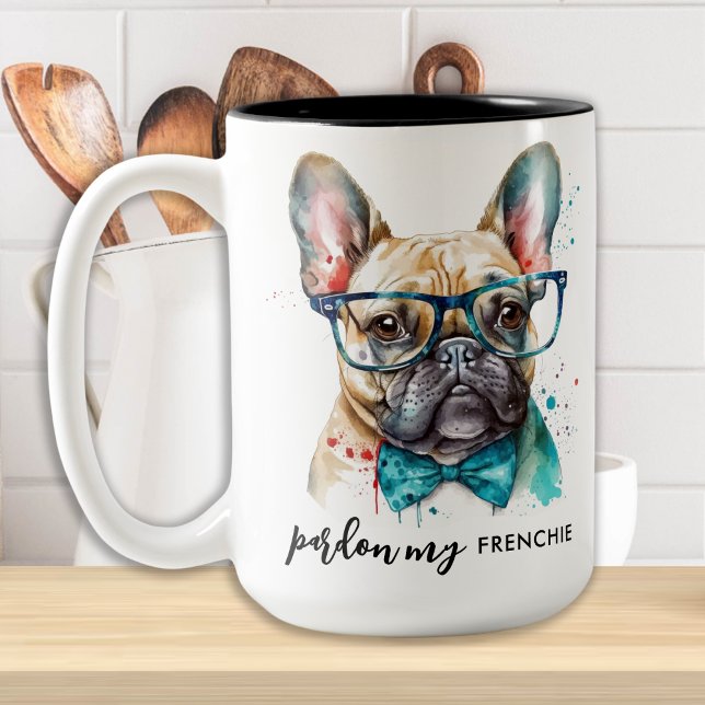 Fransk Bulldog Pardon My Frenchie Cute Hund älskar Två-Tonad Mugg (Skapare uppladdad)