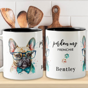 Fransk Bulldog Pardon My Frenchie Cute Hund Två-Tonad Mugg