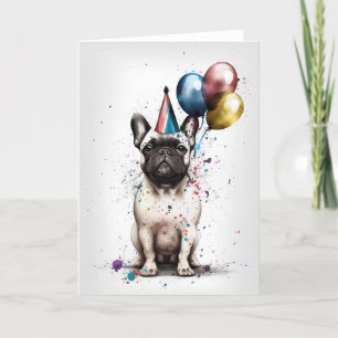 Fransk Bulldog Party Greeting Card Tack Kort