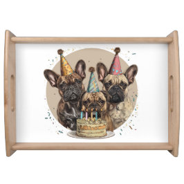 Fransk Bulldog Party Hats Frukostbricka