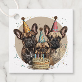 Fransk Bulldog Party Hats Gåvor Etiketter