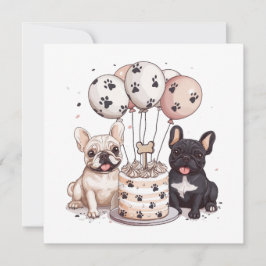 Fransk Bulldog Party Hats Inbjudningar