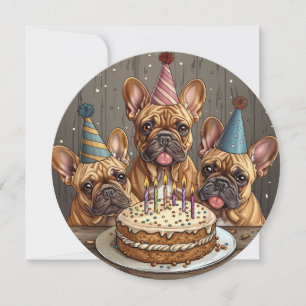 Fransk Bulldog Party Hats Inbjudningar