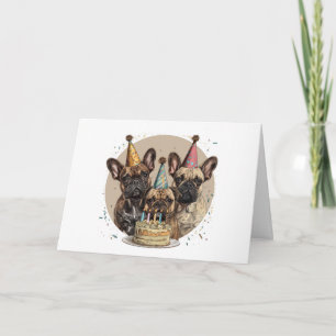 Fransk Bulldog Party Hats Kort