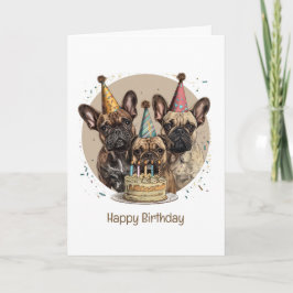 Fransk Bulldog Party Hats Kort