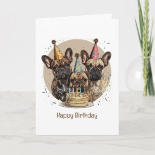 Fransk Bulldog Party Hats Kort