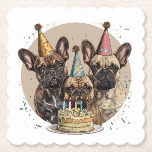 Fransk Bulldog Party Hats Underlägg Papper