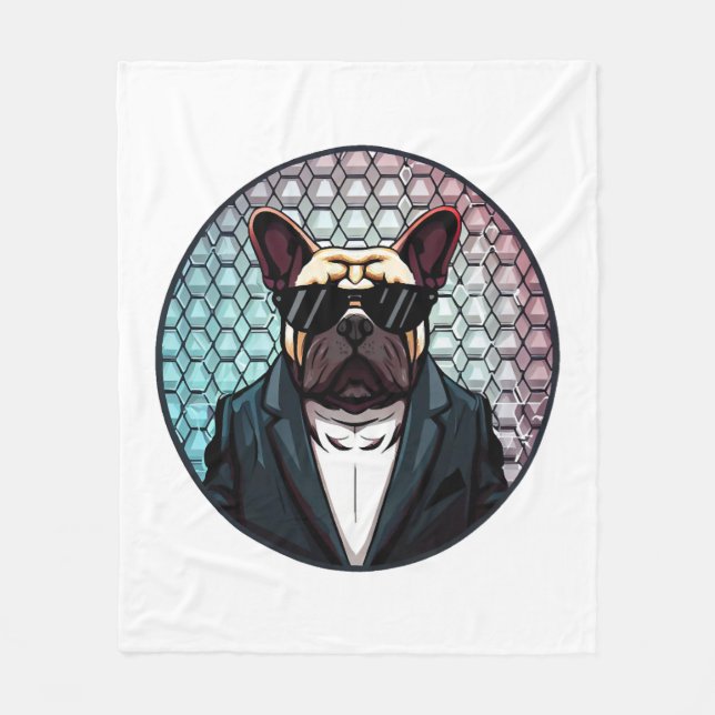 Fransk Bulldog Party Man Fleecefilt (Framsidan)