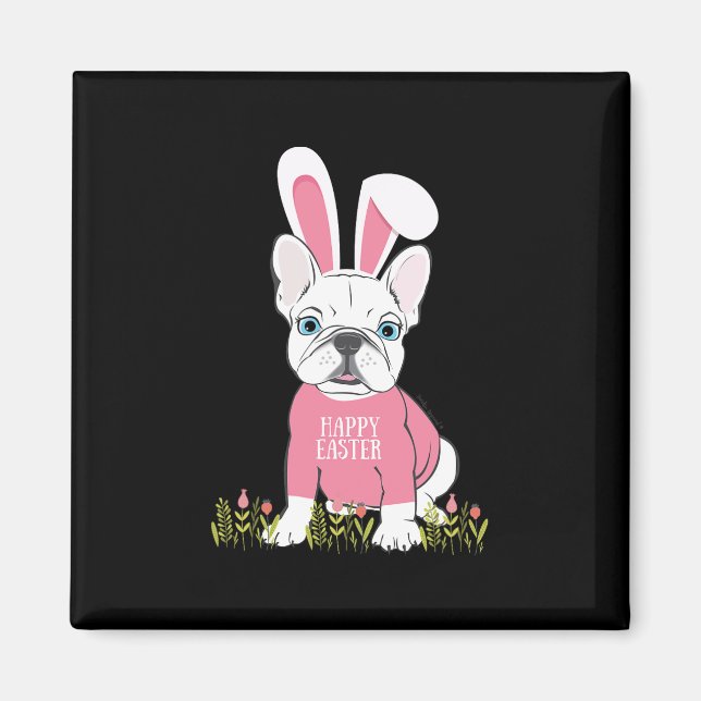 Fransk Bulldog Påskhare Öron Graphic Magnet (Framsidan)