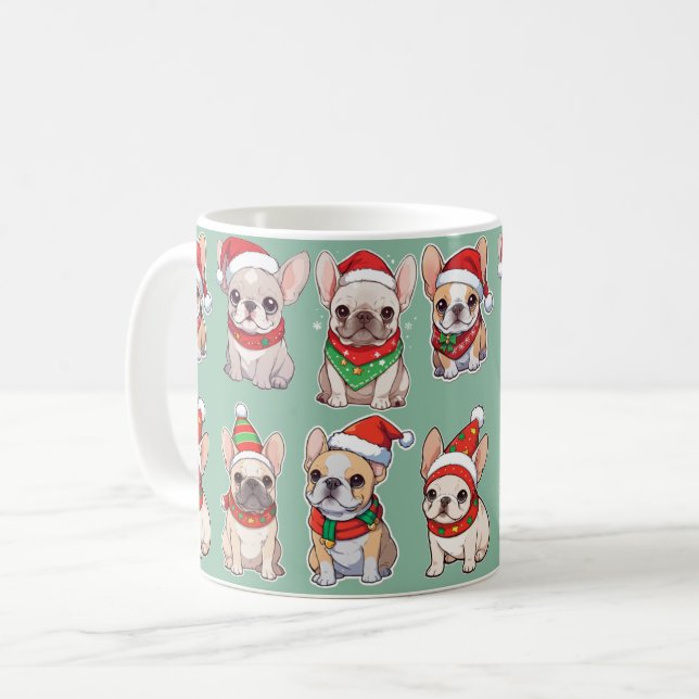 Fransk Bulldog Pastel Mönster Kaffemugg (Framsida vänster)