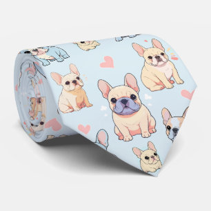 Fransk Bulldog Pastel Mönster Slips