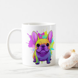 Fransk Bulldog Pastel Stänk Färg Kaffemugg