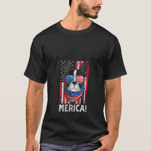 Fransk Bulldog Patriotic Hund Apparel USA flagga M T Shirt