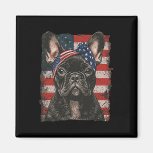 Fransk Bulldog Patriotisk 4 Juli USA Amerikansk Magnet