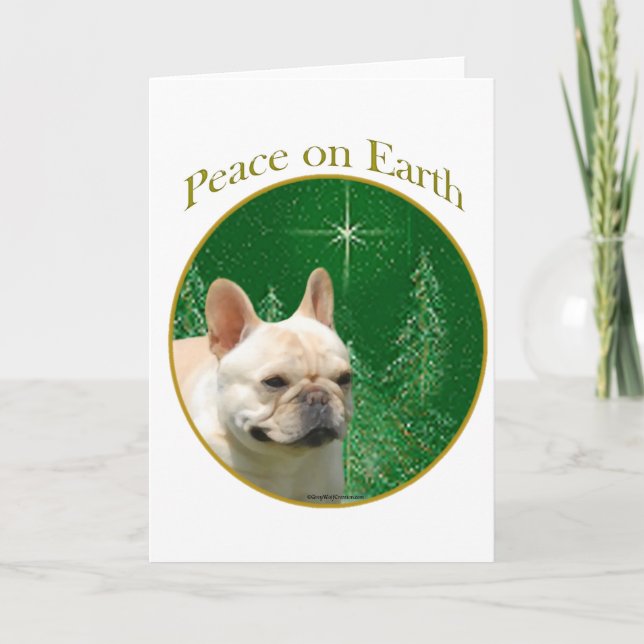 Fransk Bulldog Peace Helgkort (Framsida)
