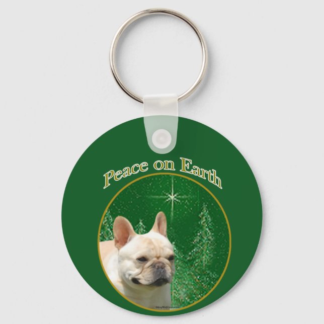 Fransk Bulldog Peace Nyckelring (Framsida)