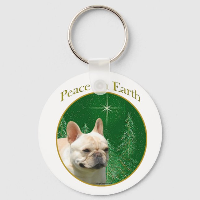 Fransk Bulldog Peace Nyckelring (Framsida)