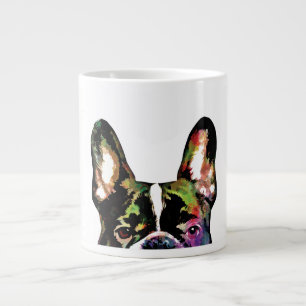Fransk Bulldog Peek-A-Boo Colorful Watercolor Jumbo Mugg