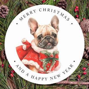 Fransk Bulldog Personlig Puppy Hund jul Runt Klistermärke
