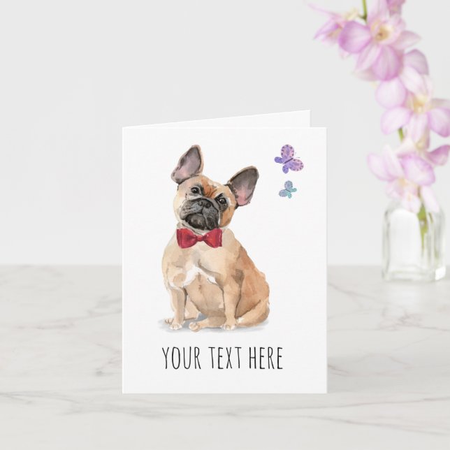 Fransk Bulldog Personlig Text Hälsningskort Kort (Orkide)