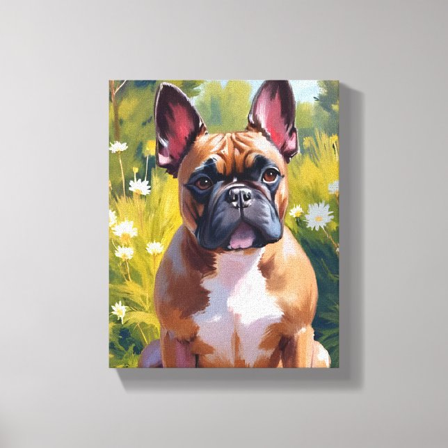 Fransk Bulldog Pet Painting Hund Art Canvastryck (Framsida)