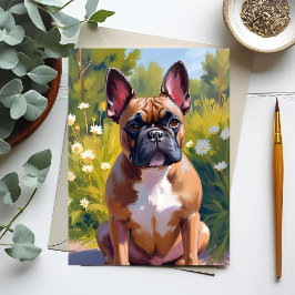 Fransk Bulldog Pet Painting Hund Art Vykort