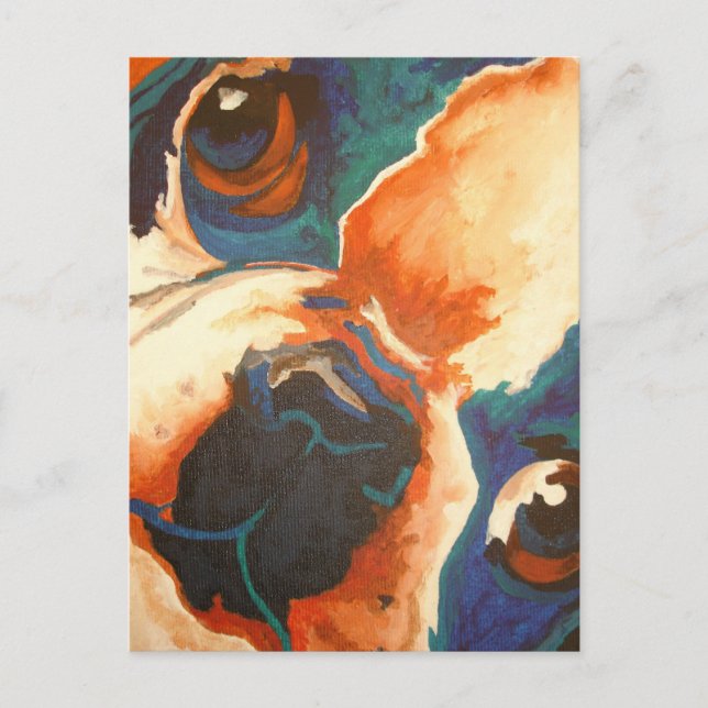 Fransk Bulldog Pet Porträtt Vykort (Framsida)