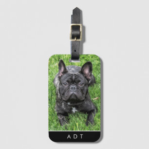 Fransk Bulldog Photo Anpassningsbar Monogram Lugga Bagagebricka