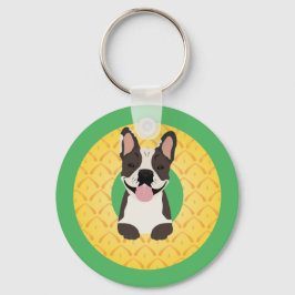 Fransk Bulldog Pineapple Frukt Nyckelring