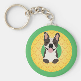 Fransk Bulldog Pineapple Frukt Nyckelring