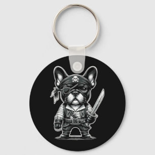 Fransk Bulldog Pirat Hund Halloweenfest Nyckelring