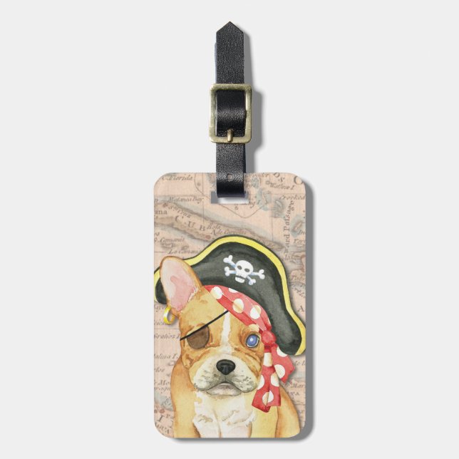 Fransk Bulldog Pirat Luggage Tag Bagagebricka (Vertikal Framsida)