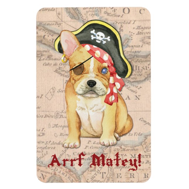 Fransk Bulldog Pirat Magnet (Vertikal)