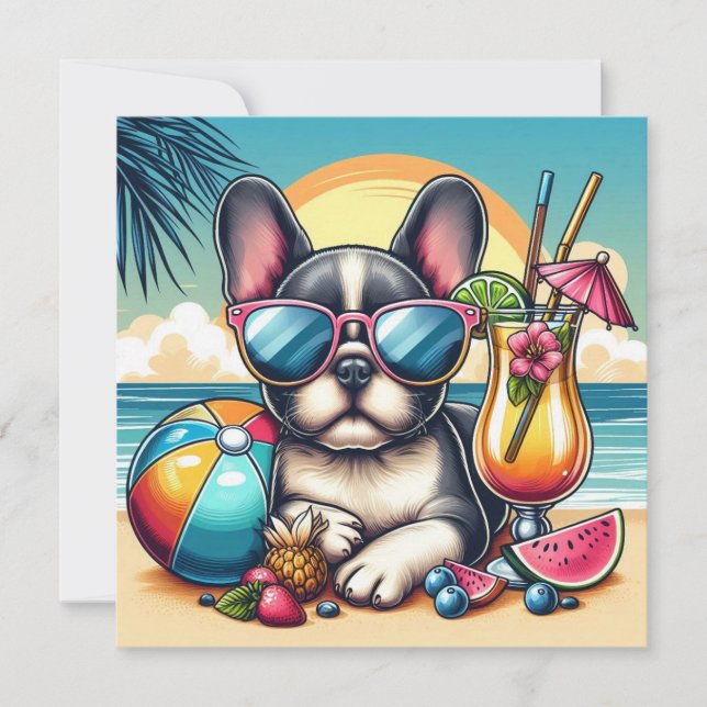 Fransk Bulldog-platta kort (Framsida)